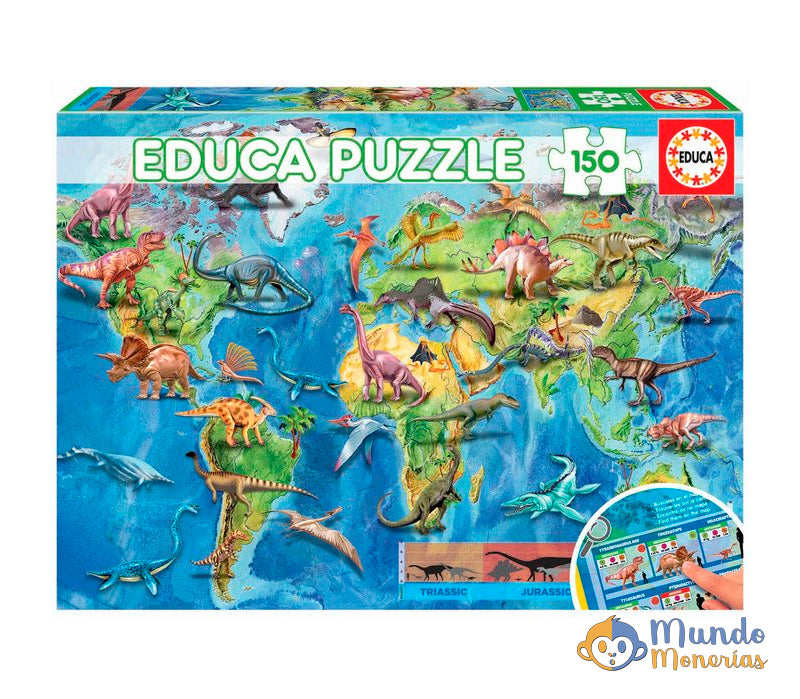 PUZZLE EDUCA 150 PIEZAS MAPAMUNDI DINOSAURIOS
