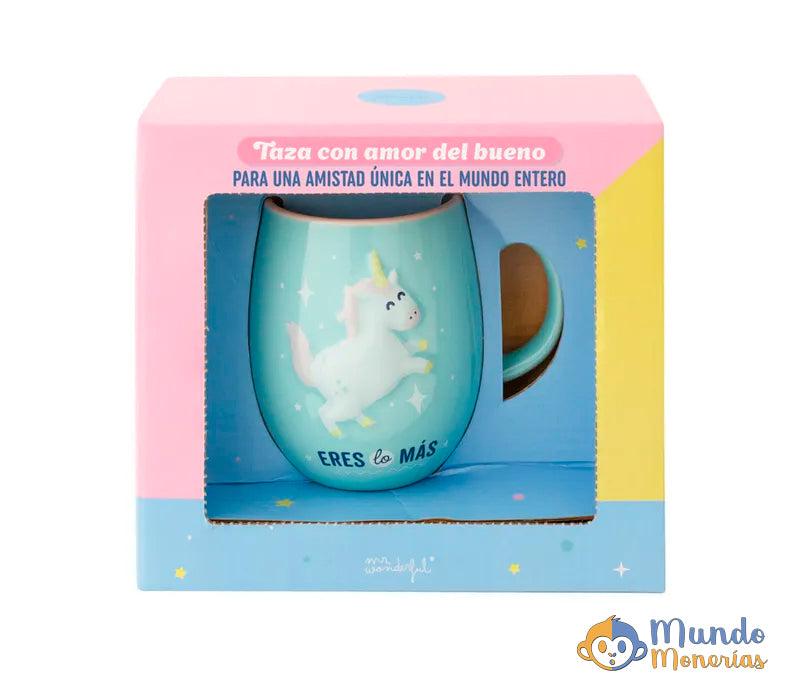 TAZA CON RELIEVE DE UNICORNIO - ERES LO MAS