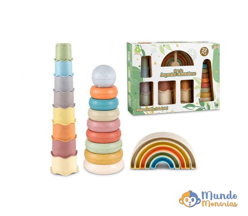 TORRES APILABLES INFANTILES DE DIFERENTES FORMAS EN SET 40X28'5X9'5CM