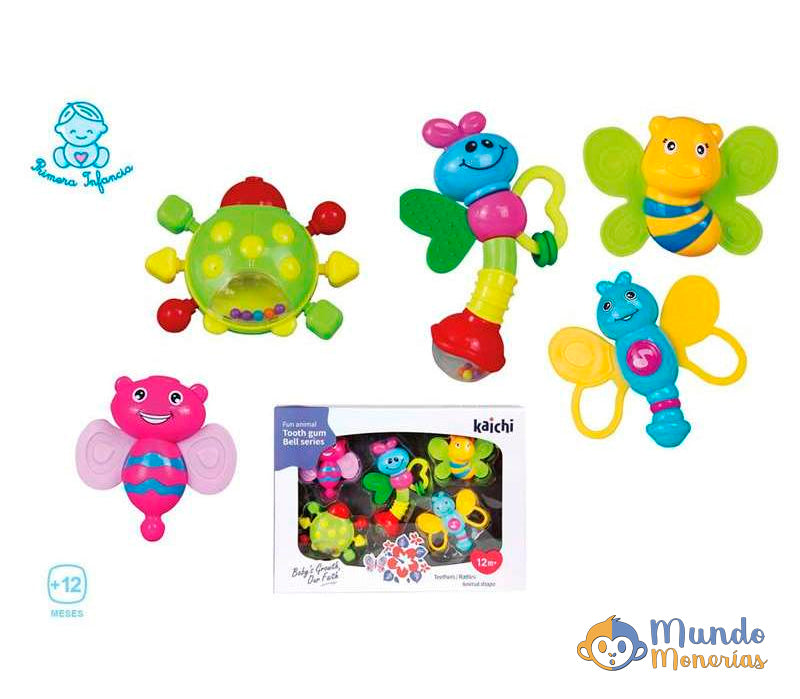SONAJEROS INFANTILES ANIMALES SET 5 PIEZAS