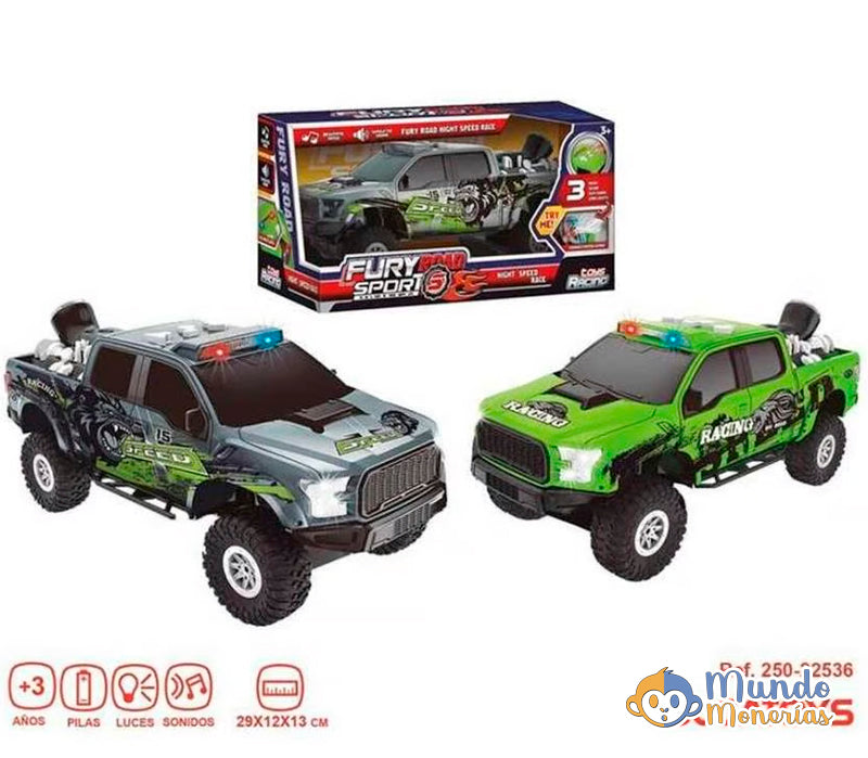 COCHE FURY ROAD GRIS 4X4 CON LUCES Y SONIDOS