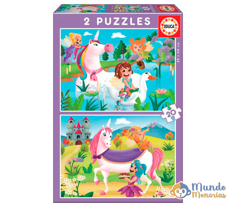 PUZZLE 2X20 PIEZAS UNICORNIOS Y HADAS
