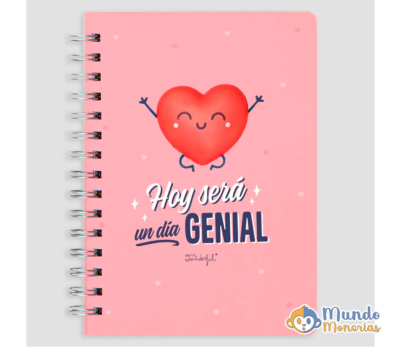 LIBRETA CON SQUISHY CORAZÓN - HOY SERÁ UN DÍA GENIAL