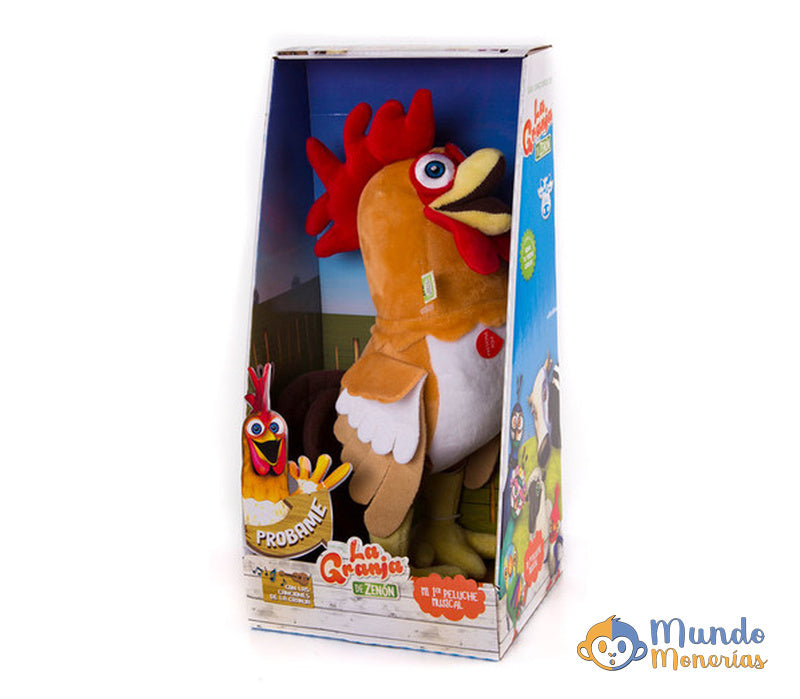 PELUCHE MUSICAL GALLO BARTOLITO DE LA GRANJA DE ZENÓN 13X17X34 CM